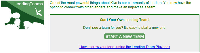Kiva предлагает аналогичные социальные инструменты, в которых команды могут ставить групповые цели и соревноваться