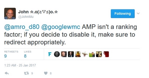 Другими словами, если вы сделаете свой сайт AMP алгоритмически, вы не будете загружать, но у вас будет больше видимости, потому что Google улучшает свой внешний вид в своих результатах